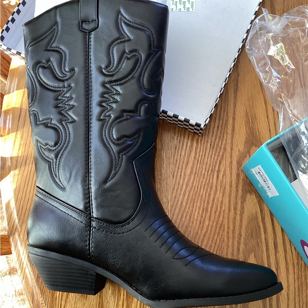 Soda Women's Reno Western Cowboy Boots Black NEW/NWT - Picture 2 of 5